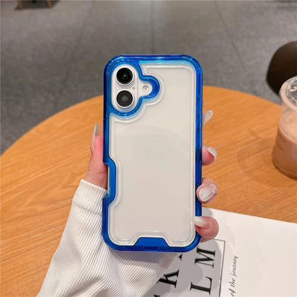 For iPhone 16 Plus Case Detachable 2-in-1 TPU+PC Clear Drop-Proof Phone Cover - Dark Blue