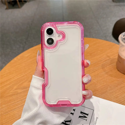 For iPhone 16 Plus Case Detachable 2-in-1 TPU+PC Clear Drop-Proof Phone Cover - Rose