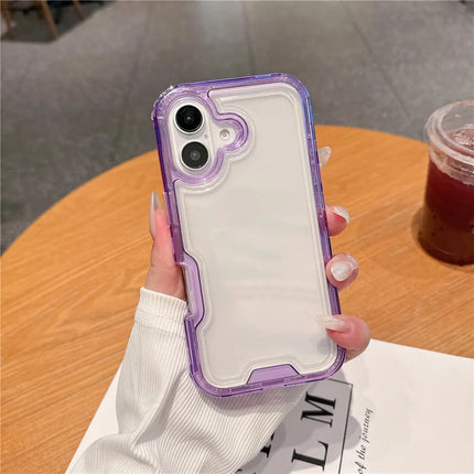 For iPhone 16 Plus Case Detachable 2-in-1 TPU+PC Clear Drop-Proof Phone Cover - Purple