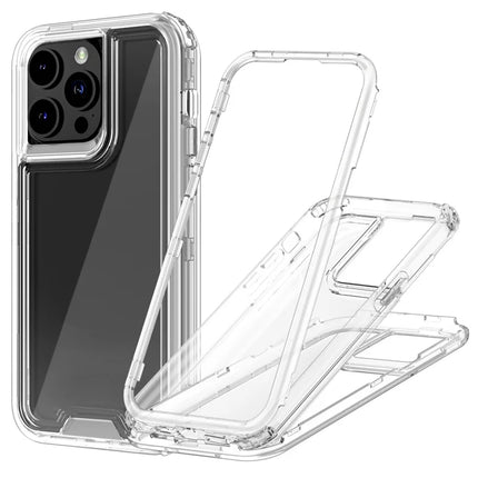 For iPhone 15 Pro Max Case Detachable 2-in-1 TPU+PC Clear Drop-Proof Phone Cover - Transparent