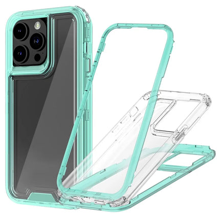 For iPhone 15 Pro Max Case Detachable 2-in-1 TPU+PC Clear Drop-Proof Phone Cover - Mint Green