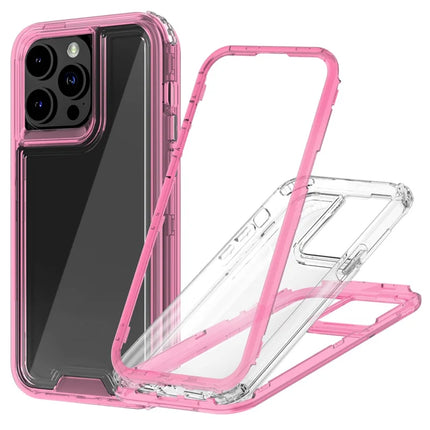 For iPhone 15 Pro Max Case Detachable 2-in-1 TPU+PC Clear Drop-Proof Phone Cover - Pink