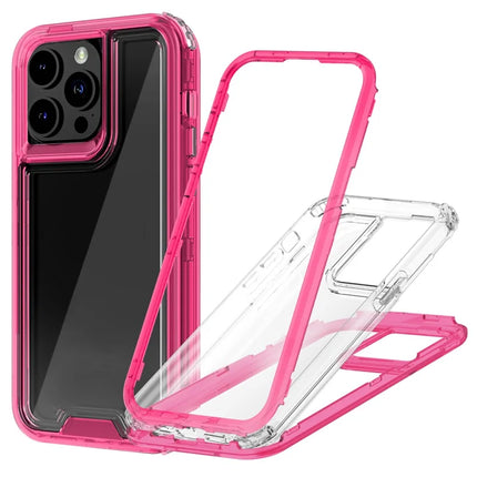 For iPhone 15 Pro Max Case Detachable 2-in-1 TPU+PC Clear Drop-Proof Phone Cover - Rose