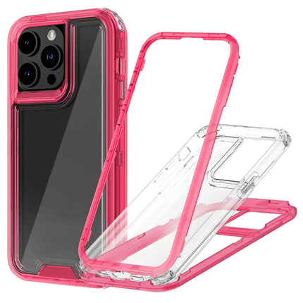 For iPhone 15 Pro Max Case Detachable 2-in-1 TPU+PC Clear Drop-Proof Phone Cover - Watermelon Red