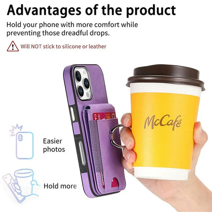 For iPhone 16 Pro Max Case Skin-Touch Texture Vertical Flip Card Holder Phone Cover with Ring Holder Kickstand