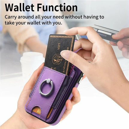 For iPhone 16 Pro Max Case Skin-Touch Texture Vertical Flip Card Holder Phone Cover with Ring Holder Kickstand