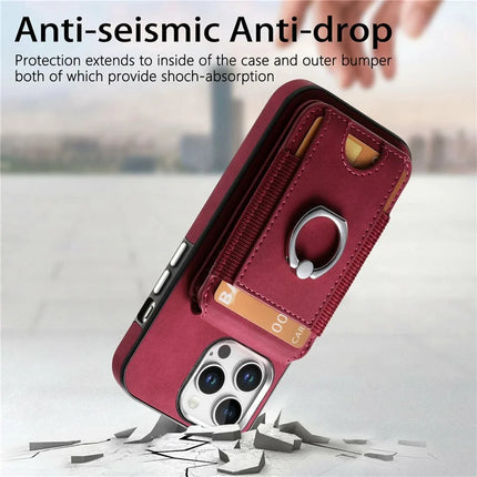 For iPhone 16 Pro Max Case Skin-Touch Texture Vertical Flip Card Holder Phone Cover with Ring Holder Kickstand