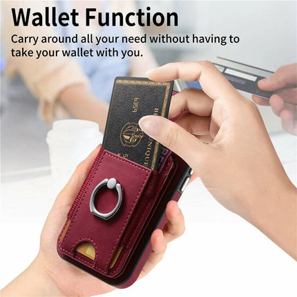 For iPhone 16 Pro Max Case Skin-Touch Texture Vertical Flip Card Holder Phone Cover with Ring Holder Kickstand
