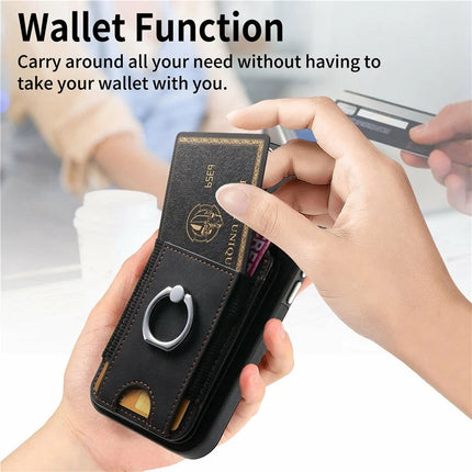 For iPhone 16 Pro Max Case Skin-Touch Texture Vertical Flip Card Holder Phone Cover with Ring Holder Kickstand