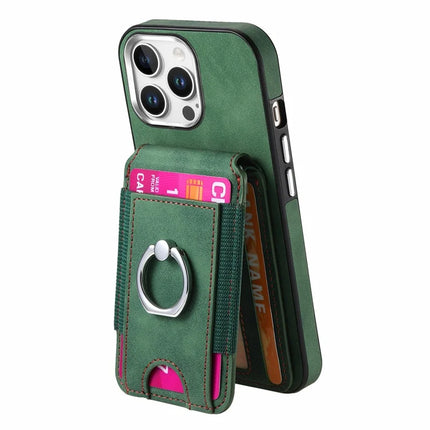 For iPhone 16 Pro Max Case Skin-Touch Texture Vertical Flip Card Holder Phone Cover with Ring Holder Kickstand