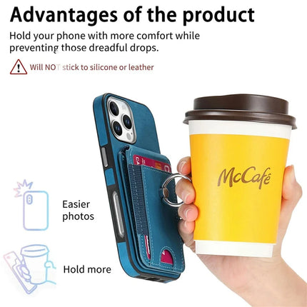 For iPhone 16 Pro Max Case Skin-Touch Texture Vertical Flip Card Holder Phone Cover with Ring Holder Kickstand