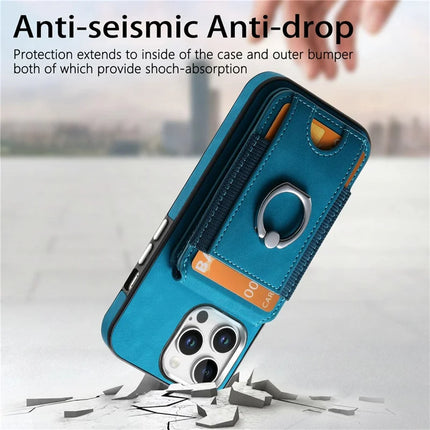 For iPhone 16 Pro Max Case Skin-Touch Texture Vertical Flip Card Holder Phone Cover with Ring Holder Kickstand