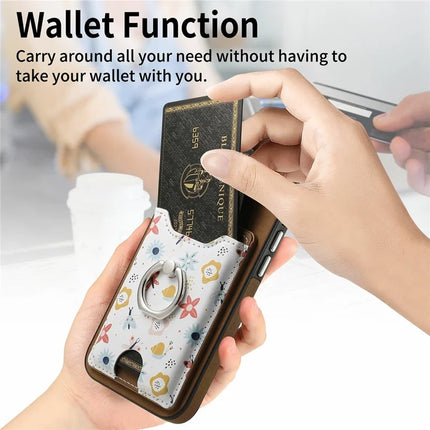 For iPhone 16 Case Kickstand Leather Coated TPU Pattern Back Cover