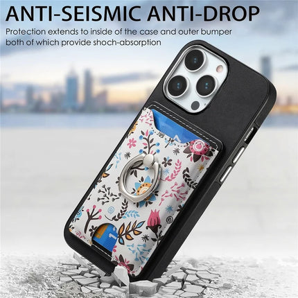 For iPhone 16 Pro Max Case Kickstand Leather Coated TPU Pattern Back Cover