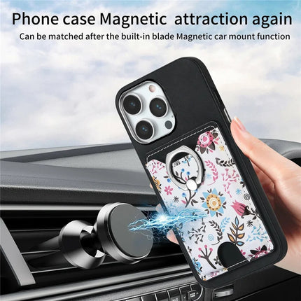 For iPhone 16 Pro Max Case Kickstand Leather Coated TPU Pattern Back Cover