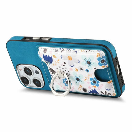 For iPhone 16 Pro Max Case Kickstand Leather Coated TPU Pattern Back Cover