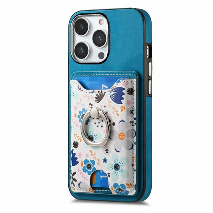For iPhone 16 Pro Max Case Kickstand Leather Coated TPU Pattern Back Cover