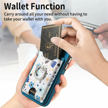 For iPhone 16 Pro Max Case Kickstand Leather Coated TPU Pattern Back Cover