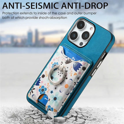 For iPhone 16 Pro Max Case Kickstand Leather Coated TPU Pattern Back Cover