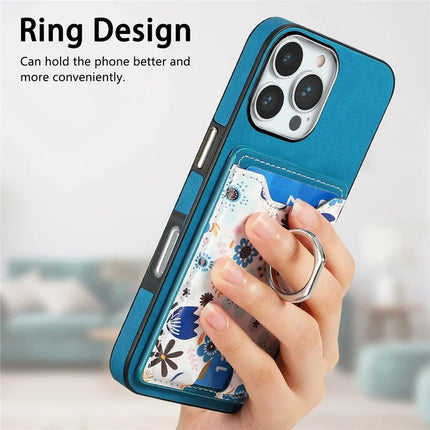 For iPhone 16 Pro Max Case Kickstand Leather Coated TPU Pattern Back Cover