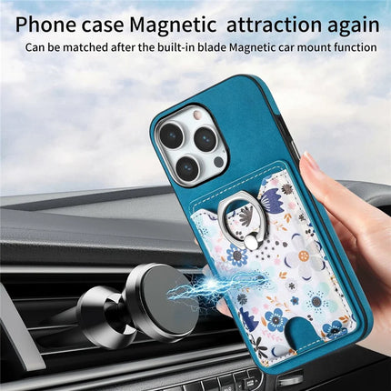 For iPhone 16 Pro Max Case Kickstand Leather Coated TPU Pattern Back Cover