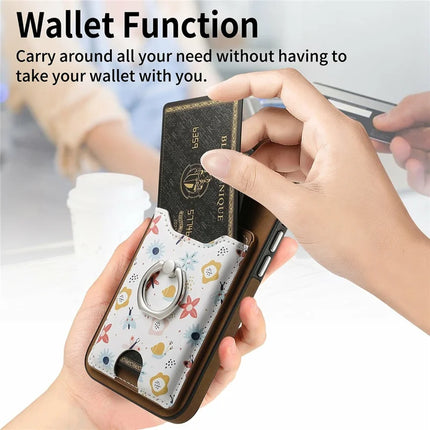 For iPhone 16 Pro Max Case Kickstand Leather Coated TPU Pattern Back Cover