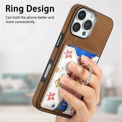 For iPhone 16 Pro Max Case Kickstand Leather Coated TPU Pattern Back Cover