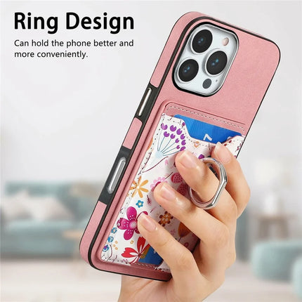 For iPhone 16 Pro Max Case Kickstand Leather Coated TPU Pattern Back Cover