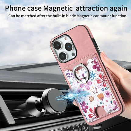 For iPhone 16 Pro Max Case Kickstand Leather Coated TPU Pattern Back Cover