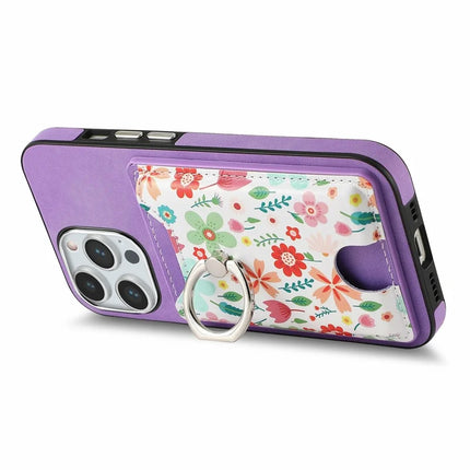 For iPhone 16 Pro Max Case Kickstand Leather Coated TPU Pattern Back Cover