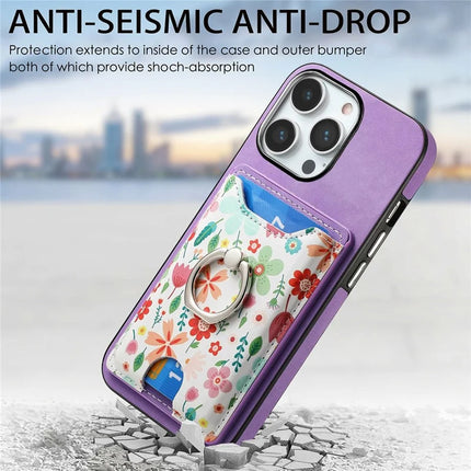 For iPhone 16 Pro Max Case Kickstand Leather Coated TPU Pattern Back Cover
