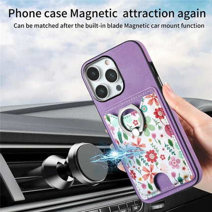 For iPhone 16 Pro Max Case Kickstand Leather Coated TPU Pattern Back Cover