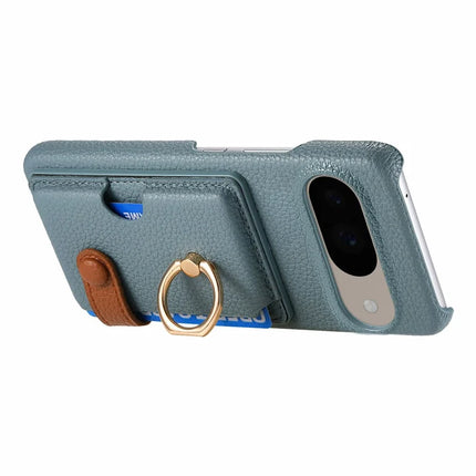 For Google Pixel 9 / 9 Pro Case Ring Holder Kickstand Card Slot Leather Phone Back Cover