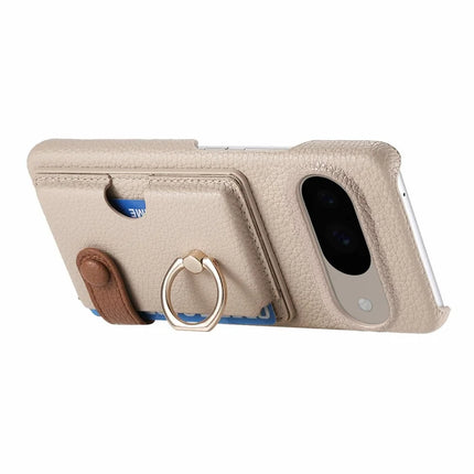 For Google Pixel 9 / 9 Pro Case Ring Holder Kickstand Card Slot Leather Phone Back Cover