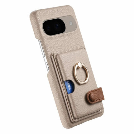 For Google Pixel 9 / 9 Pro Case Ring Holder Kickstand Card Slot Leather Phone Back Cover