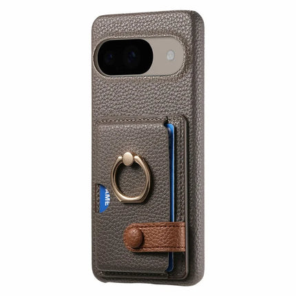 For Google Pixel 9 / 9 Pro Case Ring Holder Kickstand Card Slot Leather Phone Back Cover