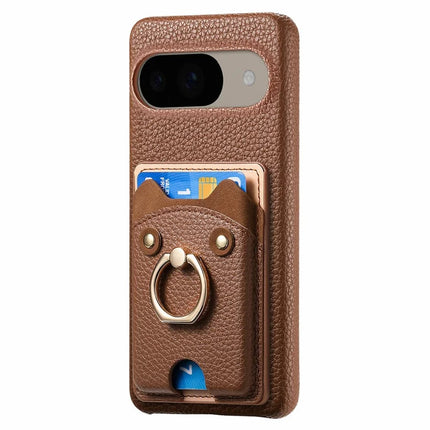 For Google Pixel 9 / 9 Pro Case Cute Bear Design PU Leather+TPU Card Holder Phone Cover