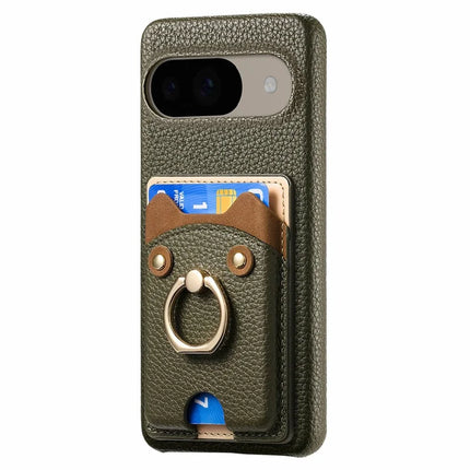 For Google Pixel 9 / 9 Pro Case Cute Bear Design PU Leather+TPU Card Holder Phone Cover