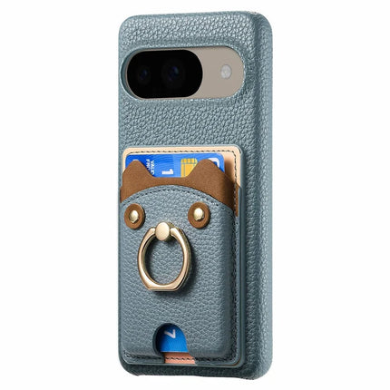 For Google Pixel 9 / 9 Pro Case Cute Bear Design PU Leather+TPU Card Holder Phone Cover