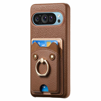 For Google Pixel 9 Pro XL Case Cute Bear Design PU Leather+TPU Card Holder Phone Cover