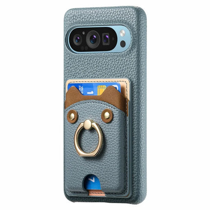 For Google Pixel 9 Pro XL Case Cute Bear Design PU Leather+TPU Card Holder Phone Cover