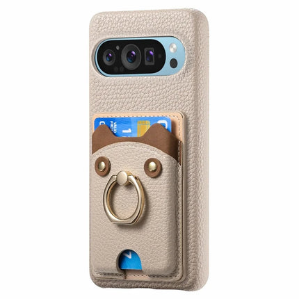 For Google Pixel 9 Pro XL Case Cute Bear Design PU Leather+TPU Card Holder Phone Cover
