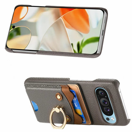 For Google Pixel 9 Pro XL Case Cute Bear Design PU Leather+TPU Card Holder Phone Cover