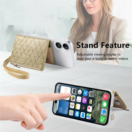 For iPhone 16 Clear Case Shockproof TPU Phone Cover with Kickstand Wallet