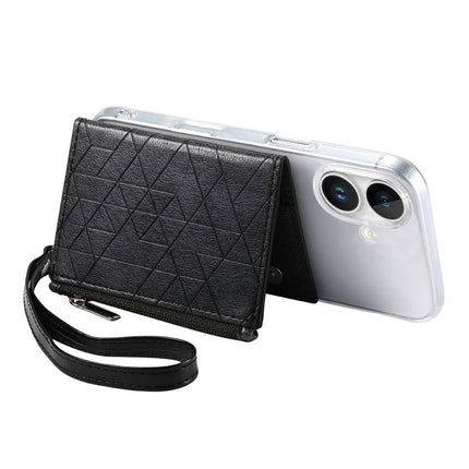 For iPhone 16 Clear Case Shockproof TPU Phone Cover with Kickstand Wallet