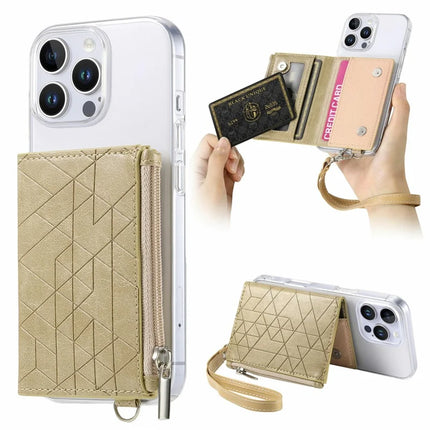 For iPhone 16 Pro Max Clear Case Shockproof TPU Phone Cover with Kickstand Wallet - Khaki