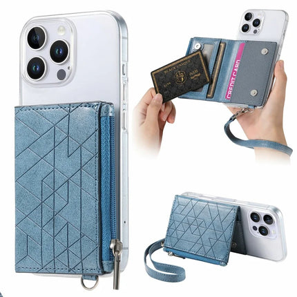 For iPhone 16 Pro Max Clear Case Shockproof TPU Phone Cover with Kickstand Wallet - Blue