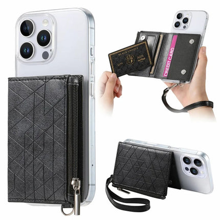 For iPhone 16 Pro Max Clear Case Shockproof TPU Phone Cover with Kickstand Wallet - Black