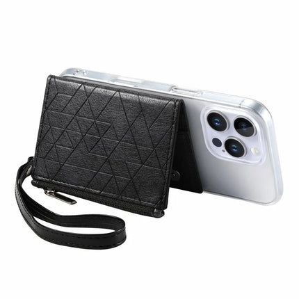 For iPhone 16 Pro Max Clear Case Shockproof TPU Phone Cover with Kickstand Wallet