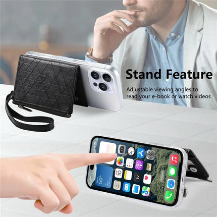 For iPhone 16 Pro Max Clear Case Shockproof TPU Phone Cover with Kickstand Wallet